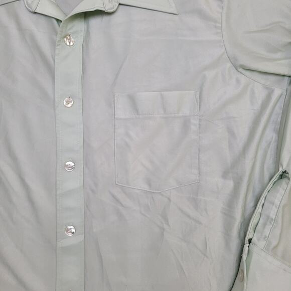 Vintage 90s Arrow Kent MOD Button Shirt XL 23x31 Mint Green - Picture 10 of 14